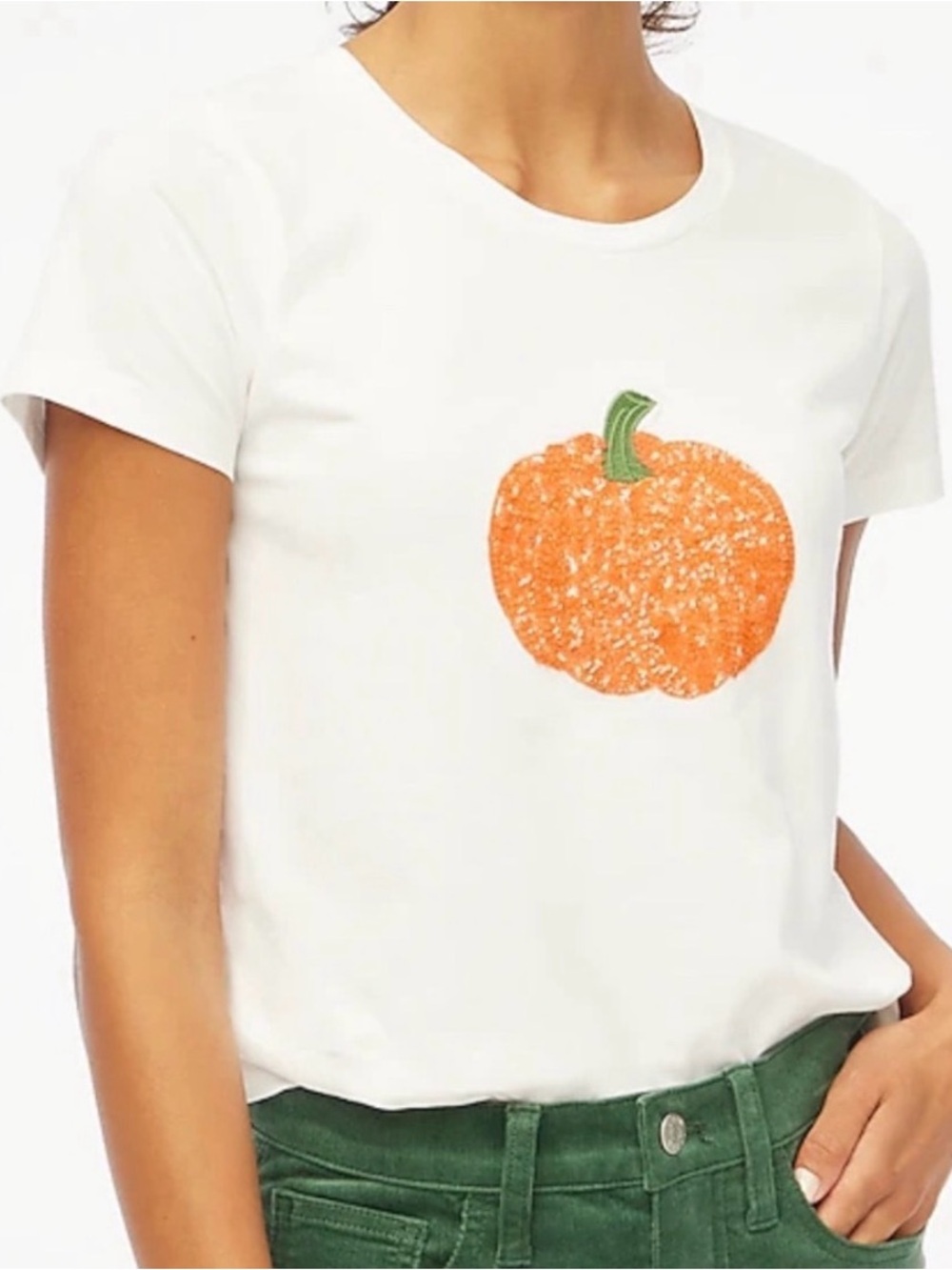 J.Crew Orange Sequin Pumpkin Collector Tee